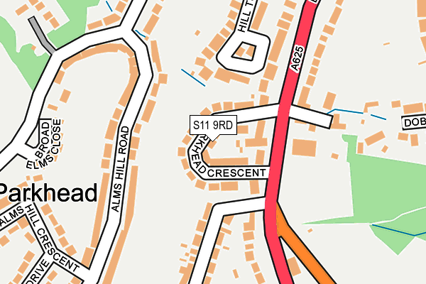 S11 9RD map - OS OpenMap – Local (Ordnance Survey)