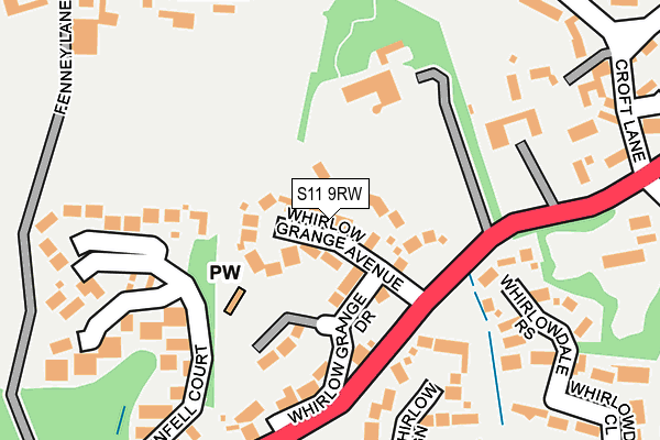 S11 9RW map - OS OpenMap – Local (Ordnance Survey)