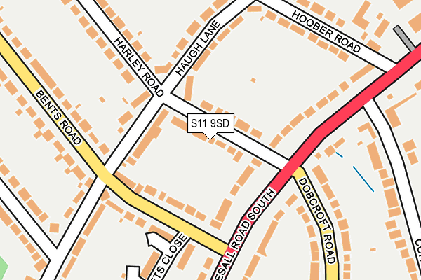S11 9SD map - OS OpenMap – Local (Ordnance Survey)