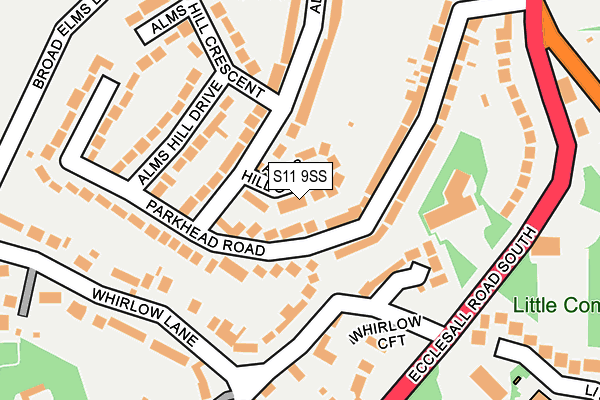 S11 9SS map - OS OpenMap – Local (Ordnance Survey)
