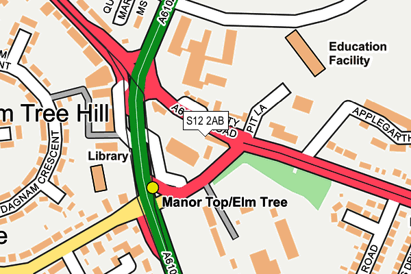 S12 2AB map - OS OpenMap – Local (Ordnance Survey)