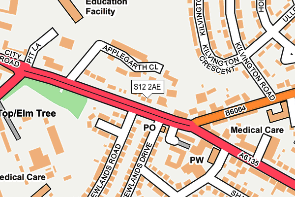 S12 2AE map - OS OpenMap – Local (Ordnance Survey)