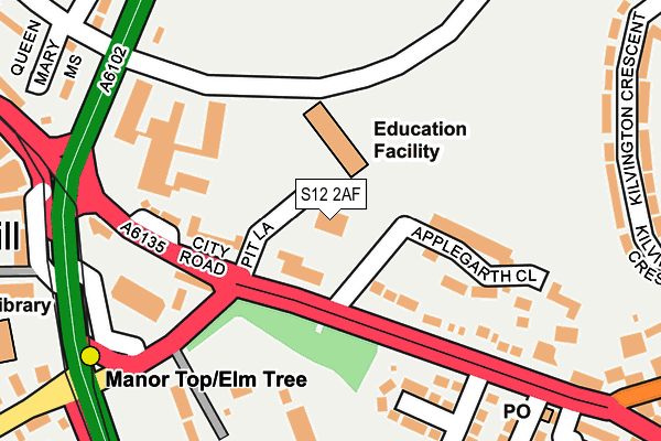 S12 2AF map - OS OpenMap – Local (Ordnance Survey)
