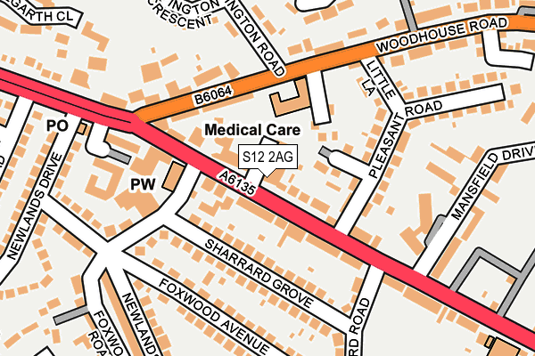 S12 2AG map - OS OpenMap – Local (Ordnance Survey)