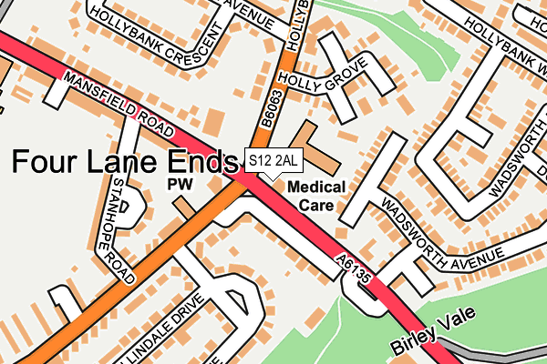 S12 2AL map - OS OpenMap – Local (Ordnance Survey)
