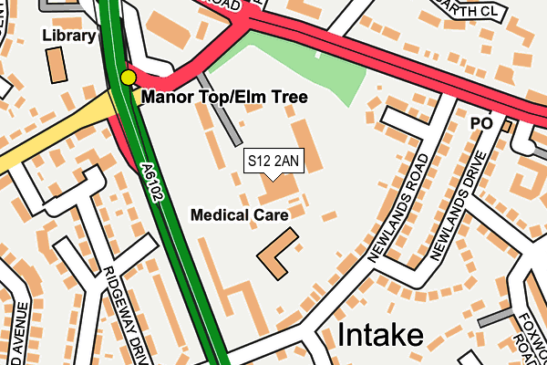 S12 2AN map - OS OpenMap – Local (Ordnance Survey)