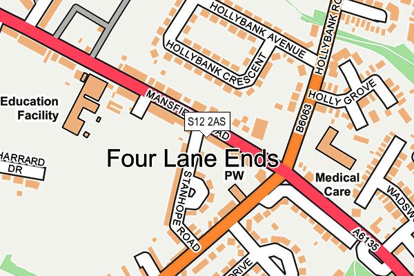 S12 2AS map - OS OpenMap – Local (Ordnance Survey)