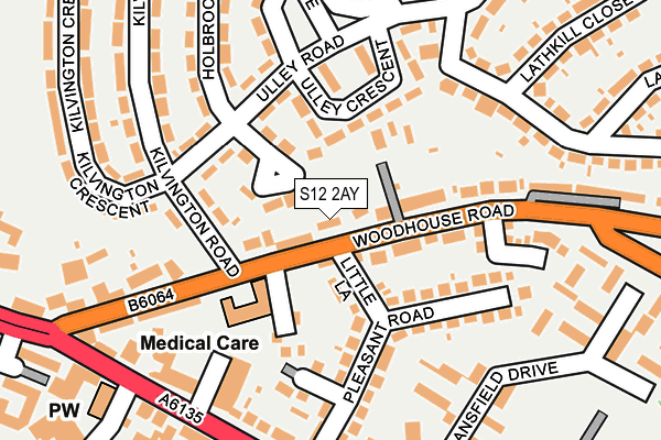 S12 2AY map - OS OpenMap – Local (Ordnance Survey)