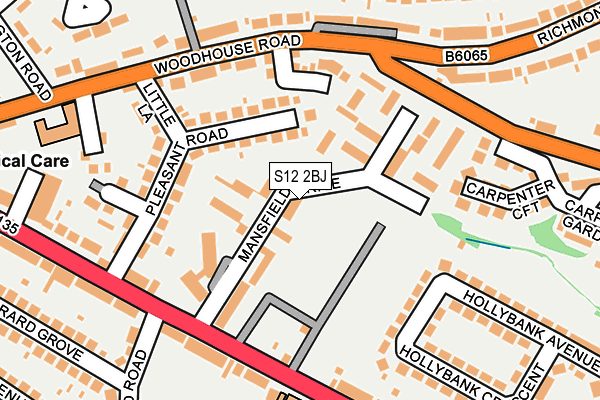 S12 2BJ map - OS OpenMap – Local (Ordnance Survey)