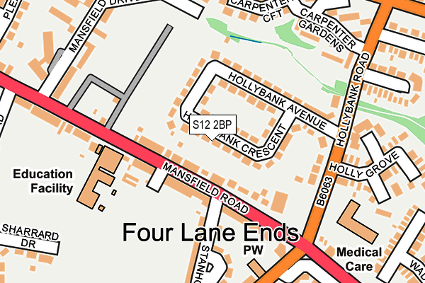 S12 2BP map - OS OpenMap – Local (Ordnance Survey)