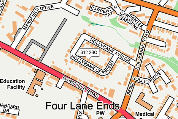 S12 2BQ map - OS OpenMap – Local (Ordnance Survey)