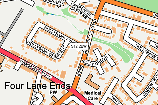 S12 2BW map - OS OpenMap – Local (Ordnance Survey)