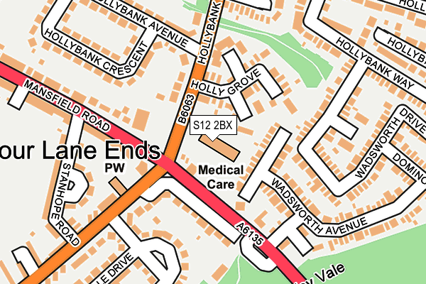 S12 2BX map - OS OpenMap – Local (Ordnance Survey)