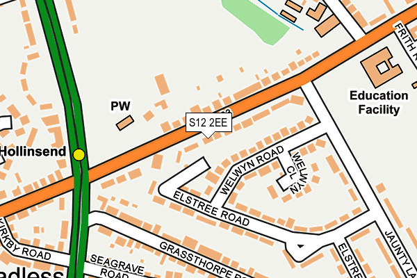 S12 2EE map - OS OpenMap – Local (Ordnance Survey)