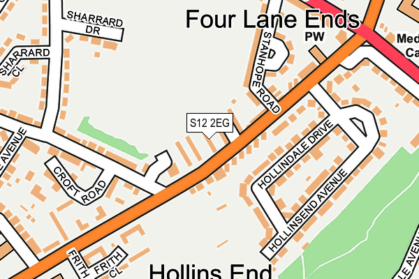 S12 2EG map - OS OpenMap – Local (Ordnance Survey)