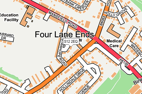 S12 2EQ map - OS OpenMap – Local (Ordnance Survey)
