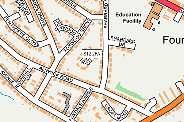 S12 2FA map - OS OpenMap – Local (Ordnance Survey)