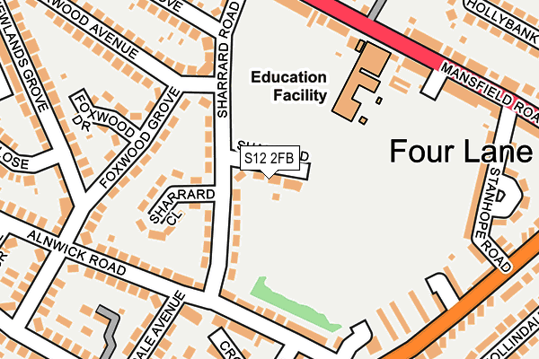 S12 2FB map - OS OpenMap – Local (Ordnance Survey)
