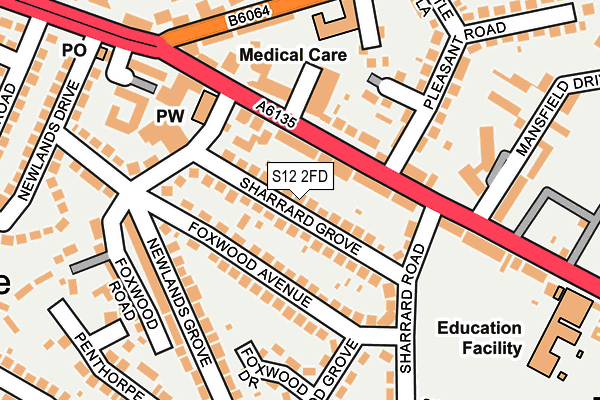 S12 2FD map - OS OpenMap – Local (Ordnance Survey)