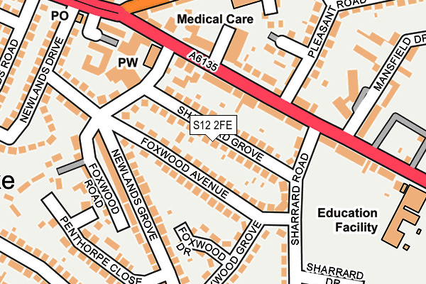 S12 2FE map - OS OpenMap – Local (Ordnance Survey)