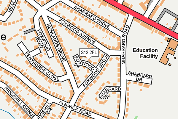 S12 2FL map - OS OpenMap – Local (Ordnance Survey)