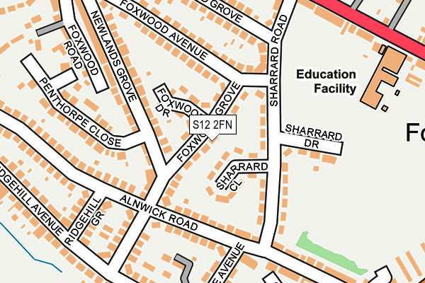 S12 2FN map - OS OpenMap – Local (Ordnance Survey)