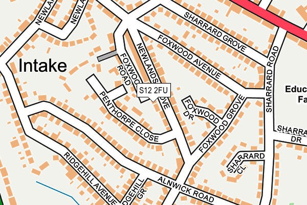 S12 2FU map - OS OpenMap – Local (Ordnance Survey)