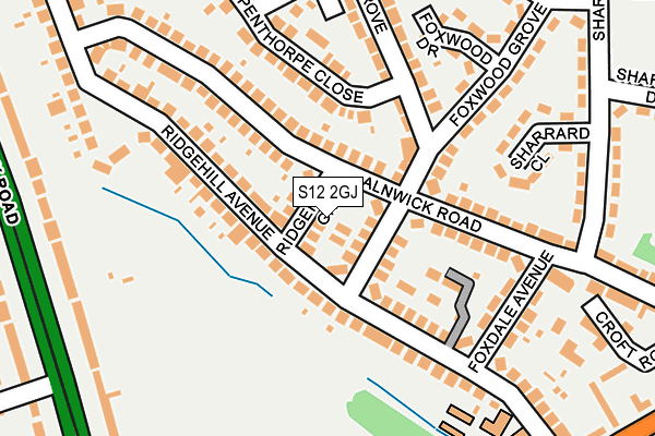 S12 2GJ map - OS OpenMap – Local (Ordnance Survey)