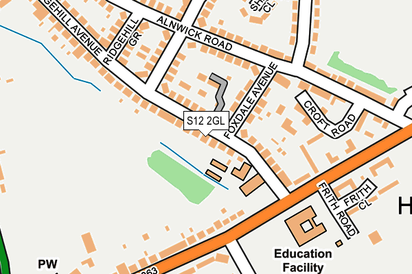 S12 2GL map - OS OpenMap – Local (Ordnance Survey)