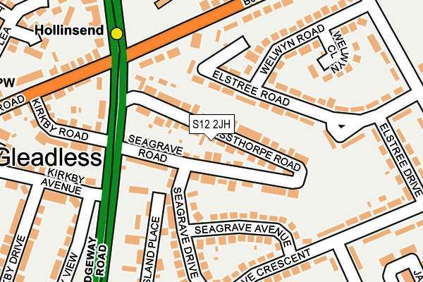 S12 2JH map - OS OpenMap – Local (Ordnance Survey)