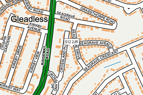 S12 2JR map - OS OpenMap – Local (Ordnance Survey)