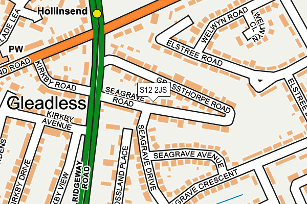 S12 2JS map - OS OpenMap – Local (Ordnance Survey)