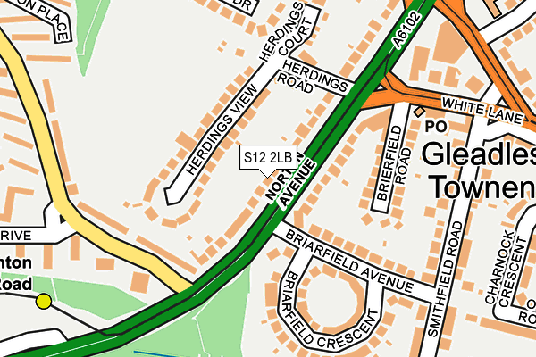 S12 2LB map - OS OpenMap – Local (Ordnance Survey)