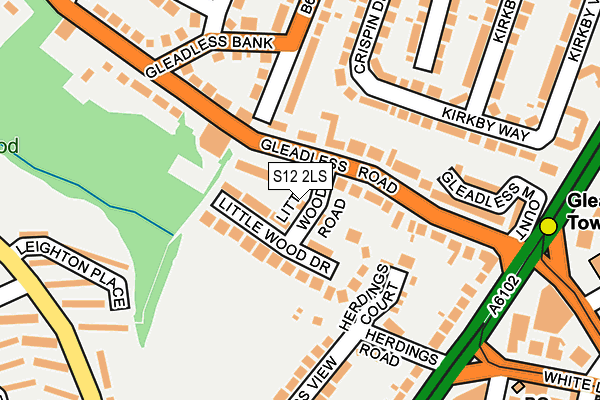S12 2LS map - OS OpenMap – Local (Ordnance Survey)