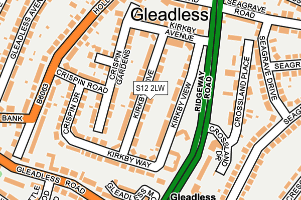 S12 2LW map - OS OpenMap – Local (Ordnance Survey)