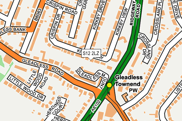 S12 2LZ map - OS OpenMap – Local (Ordnance Survey)