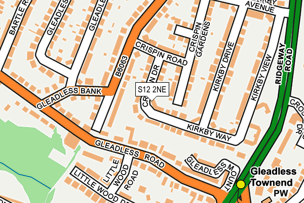 S12 2NE map - OS OpenMap – Local (Ordnance Survey)