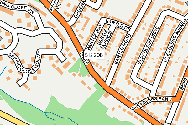 S12 2QB map - OS OpenMap – Local (Ordnance Survey)