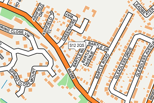 S12 2QS map - OS OpenMap – Local (Ordnance Survey)