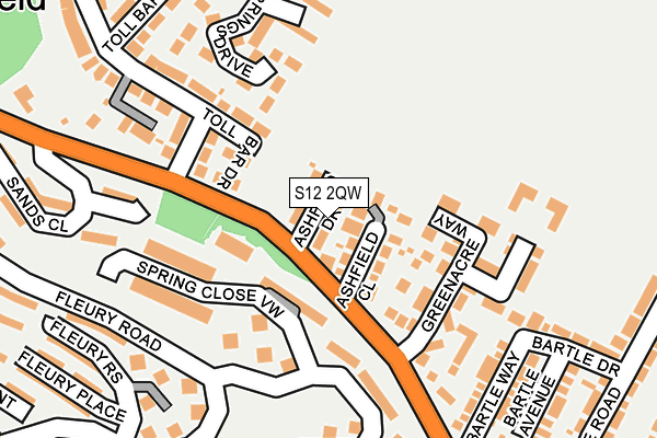 S12 2QW map - OS OpenMap – Local (Ordnance Survey)