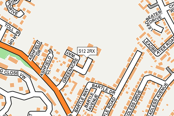S12 2RX map - OS OpenMap – Local (Ordnance Survey)