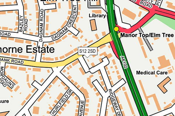 S12 2SD map - OS OpenMap – Local (Ordnance Survey)