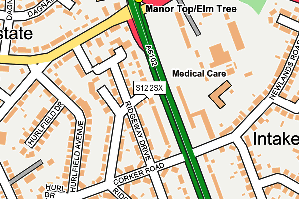 S12 2SX map - OS OpenMap – Local (Ordnance Survey)