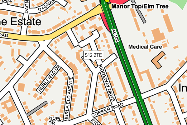 S12 2TE map - OS OpenMap – Local (Ordnance Survey)