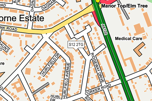 S12 2TG map - OS OpenMap – Local (Ordnance Survey)