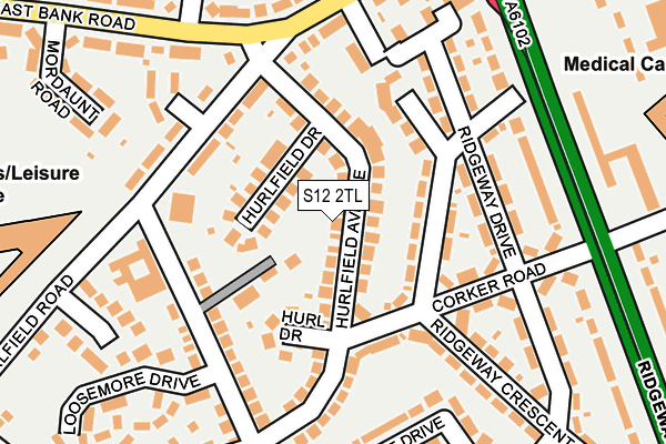 S12 2TL map - OS OpenMap – Local (Ordnance Survey)