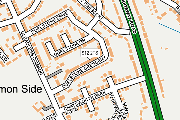 S12 2TS map - OS OpenMap – Local (Ordnance Survey)