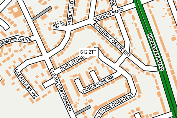 S12 2TT map - OS OpenMap – Local (Ordnance Survey)