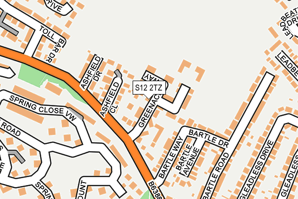 S12 2TZ map - OS OpenMap – Local (Ordnance Survey)