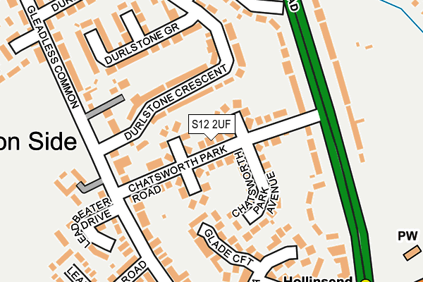 S12 2UF map - OS OpenMap – Local (Ordnance Survey)